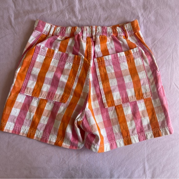 Big Bud Press Pink and Orange Gingham Work Shorts - Picture 2 of 5